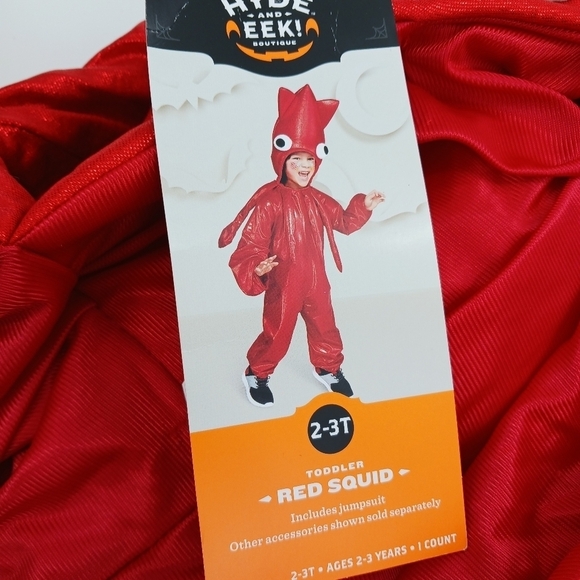 Target Kids Red Squid Costume Toddler Halloween Squid Jumpsuit Halloween - Picture 5 of 8